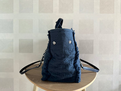 CHANEL Canvas Large Double Face Shopping Tote