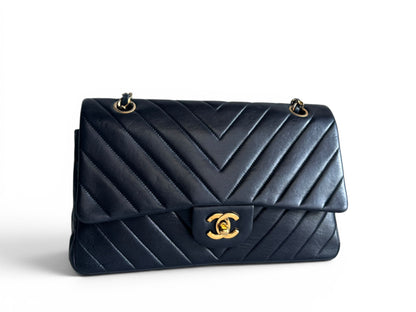 CHANEL Lambskin Chevron Medium Double Flap Bag
