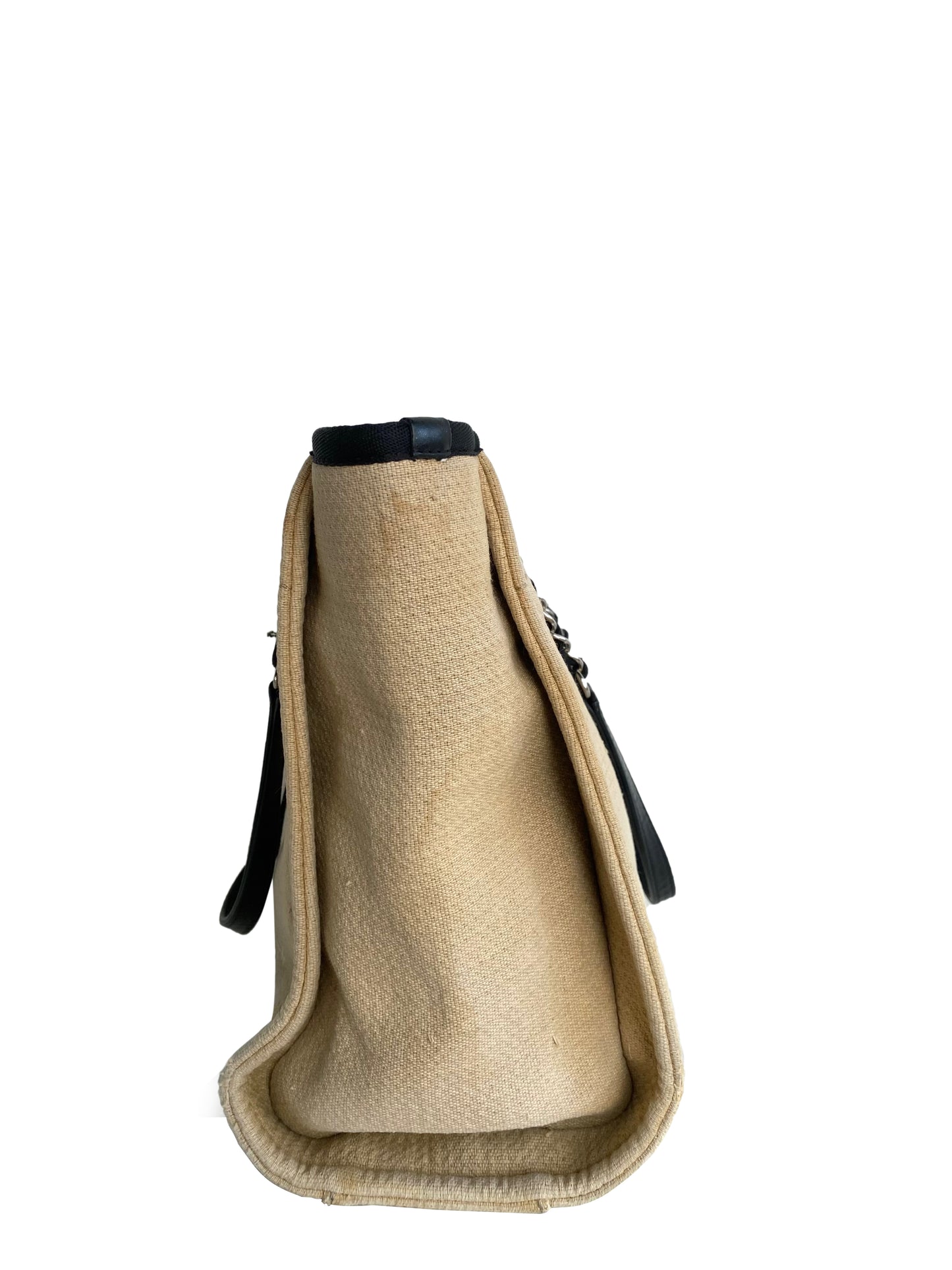 CHANEL Canvas Small Deauville Tote Beige
