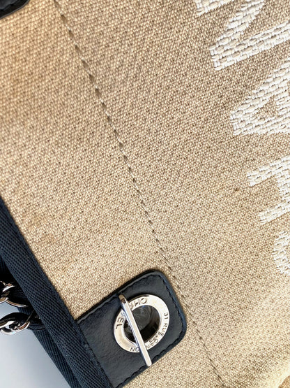 CHANEL Canvas Small Deauville Tote Beige
